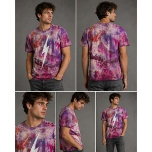 Lightning Bolt Shirt‎ Small Purple Tie Dye Graphic Tee Short Sleeve Surf CUSTOM